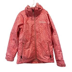 Columbia Interchange Jacket Girls S 7/8 Omni-Tech Pink Geometric Fleece Lined
